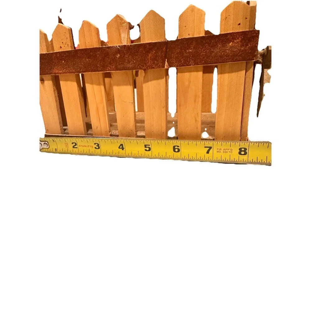 Picket Wood Fence Basket‎ With Pears Brown Handle Farm Style Country